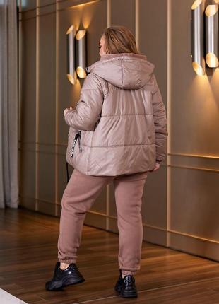 Женский теплый спортивный костюм тройка с курткой размер: 48, 50, 52, 54, 56, 582 фото