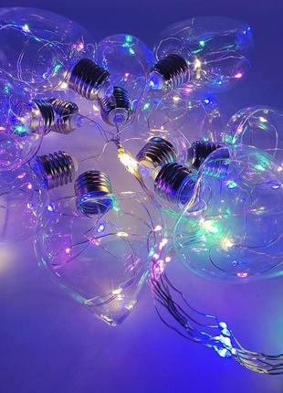 Гірлянда-штора завіса з лампами у формі серця 10 шт мультиколор 3х1 м2 фото