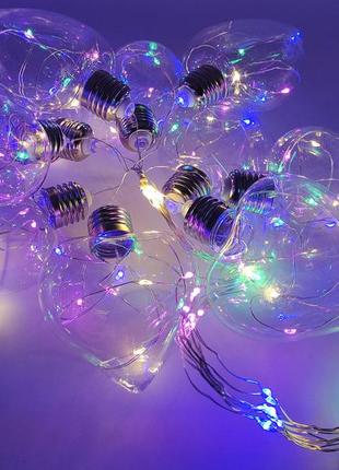 Гірлянда-штора завіса з лампами у формі серця 10 шт мультиколор 3х1 м4 фото