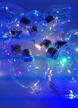 Гірлянда-штора завіса з лампами у формі серця 10 шт мультиколор 3х1 м3 фото