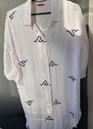 Рубашка туника летняя белая женская блузка2 фото