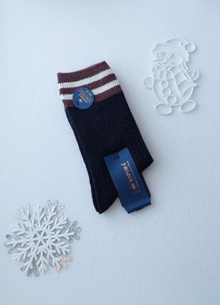 Жіночі зимові високі вовняні шкарпетки корона в рубчик без махри.2 фото