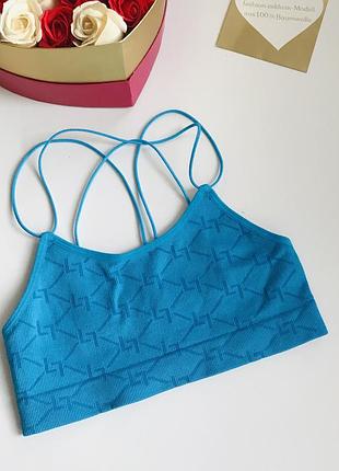 Новый актуальный спортивный топ в рубчик эластичный 💙💛 сток
