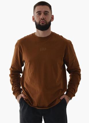 Лонгслів gap logo t-shirt brown 457551001 m