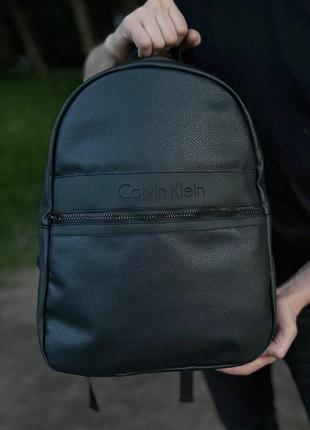 🎒черный городской рюкзак calvin klein из экокожи