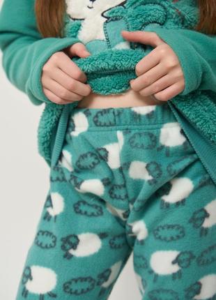 Теплий комплект на дівчинку зі штанами - баранчики - велюрсофт+фліс3 фото