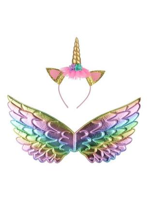 Крила єдинорога та обідок карнавальний маскарадний костюм єдиноріг обруч єдиноріжи ангела фея амура1 фото