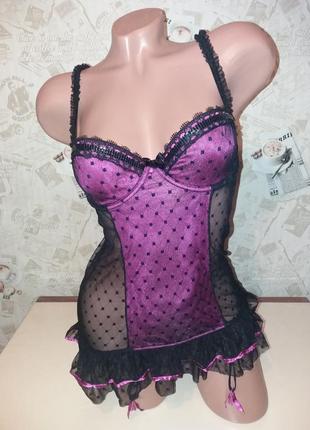 Пеньюар с бюстгальтером и подвязками для чулок ann summers на р.s-m (36-38)+-