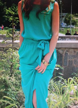 Вечернее платье сарафан на выпуск голубое бирюзовое topshop bershka