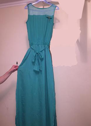Вечірнє плаття сарафан на випуск блакитне бірюзове topshop bershka3 фото