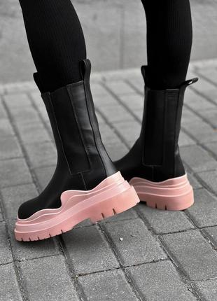 Сапоги bottega vineta black pink6 фото