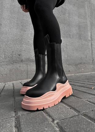 Сапоги bottega vineta black pink5 фото