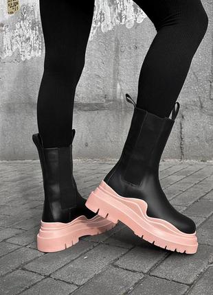 Сапоги bottega vineta black pink4 фото
