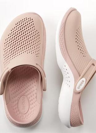 Крокс лайтрайд 360 клог пудра-рожеві crocs literide 360 clog pink clay/white