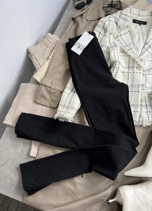 Черные, эластичные брюки-леггинсы от zara