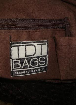 Сумка молодёжная tdt bags (франция) шоколадного цвета (вязка + замш)10 фото