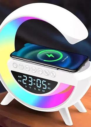 Настільна лампа-нічник g-smart bt-3401 3в1 з бездротовою зарядкою та колонкою,