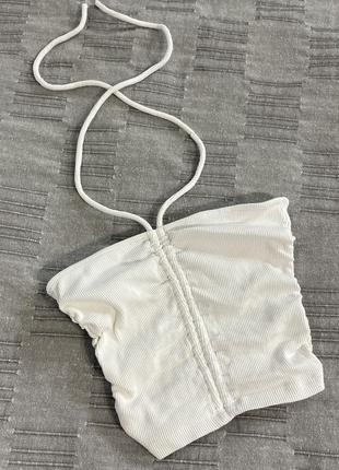 Білий топ зі стяжками та завʼязкою від zara