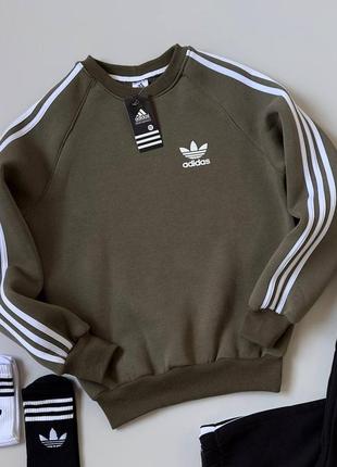 Чоловічий теплий світшот на флісі кофта adidas1 фото