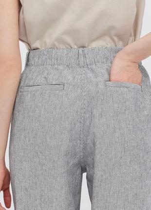 Льняные брюки брюки брюки слоучи из льняного и хлопка в полоску от uniqlo6 фото