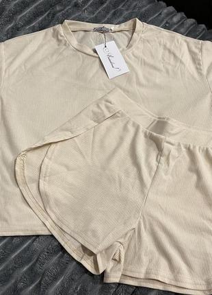 Пижама с вырезами набор пижамный комплект пижама в рубчик