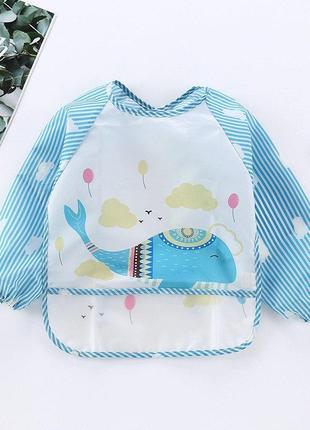 Нагрудник з рукавами та кишенькою "кит" фартушок для прикорму