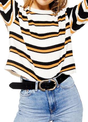 Теплый приятный полосатый свитер оверсайз