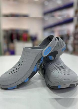 Крокс лайтрайд 360 серые с камуфляжем клог crocs literide 360 marbled clog light grey/oxygen