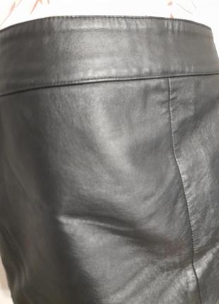 Кожаная юбка мини кожа с низкой талией посадкой7 фото