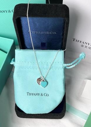 Срібне намисто mini double heart tag pendant tiffany co