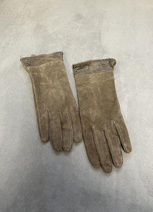 Рукавички h&m натуральна шкіра замша розмір 7,5 м перчатки натуральні осінь зима