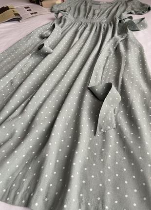 Платье миди н &amp; m, фисташкаового цвета, в мелкий горошек2 фото