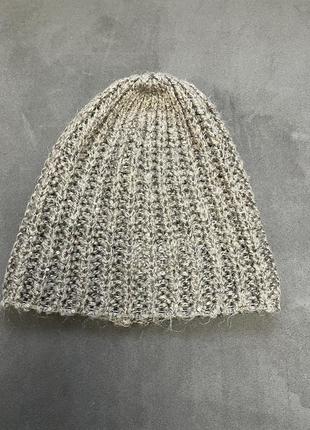 Шапка тоненькая вязаная с пайетками h&amp;m легкая шапочка на осень весну