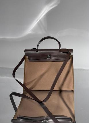 Женская сумка hermes herbag zip 31 bag chocolate3 фото