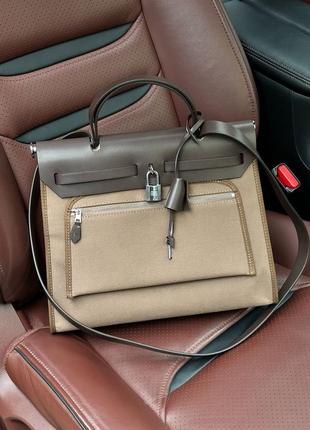 Жіноча сумка hermes herbag zip 31 bag chocolate