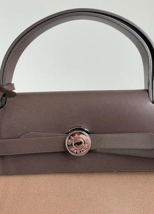 Женская сумка hermes herbag zip 31 bag chocolate5 фото