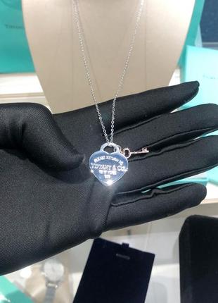 Серебряная подвеска heart tag with key pendant tiffany co rose8 фото