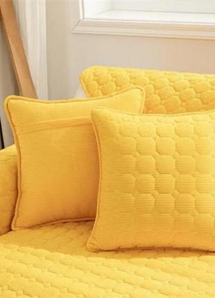 Чехол для подушки 45х45 см на диван желтый4 фото