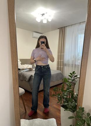 Джинси zara zw straight-leg mid-rise cropped jeans2 фото