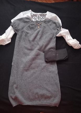Удлиненная туника (платье) с коротким рукавом.1 фото