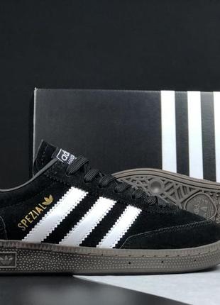 Мужские стильные демисезонные качественные кроссовки adidas handball spezial, черные 41-46 прошитые