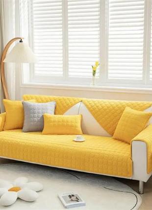 Плед покрывало на диван желтый 210х1101 фото