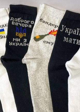 Набір чоловічих бавовняних шкарпеток з українською символікою 6 шт 40-45 весна-осінь-літо на подарунок км2 фото