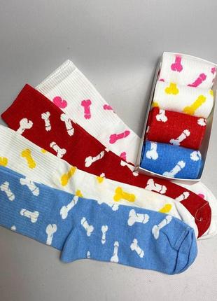 Модний набір шкарпеток дівчині 36-41 р на 4 пари якісні з принтом повсякденні та довгі, різнобарвні2 фото