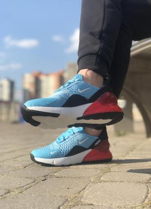 Крутые женские кроссовки nike air max 270	голубые с чёрным5 фото