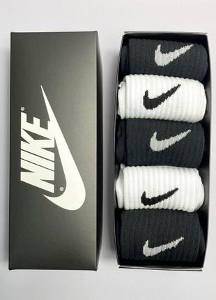 Бокс женских высоких демисезонных фирменных носков nike 36-41 5 пар в крутой качественной упаковке км