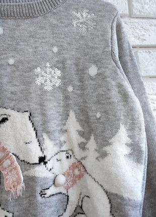 Зимний новогодний свитер пайетки снежинки2 фото