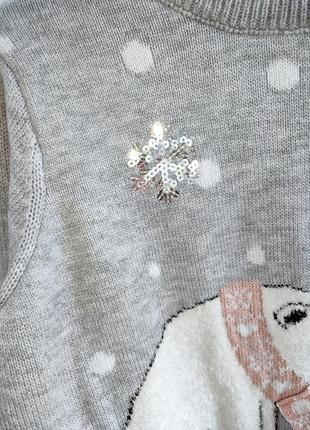 Зимний новогодний свитер пайетки снежинки5 фото