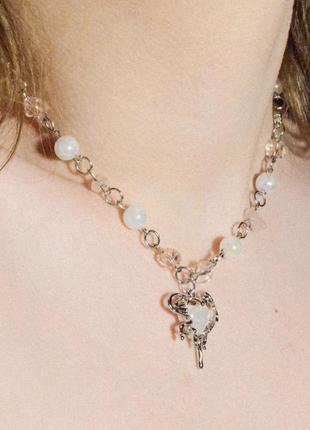 Намисто з підвіскою скляне серце