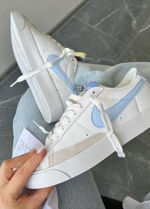 Кроссовки nike blazer low white blue7 фото